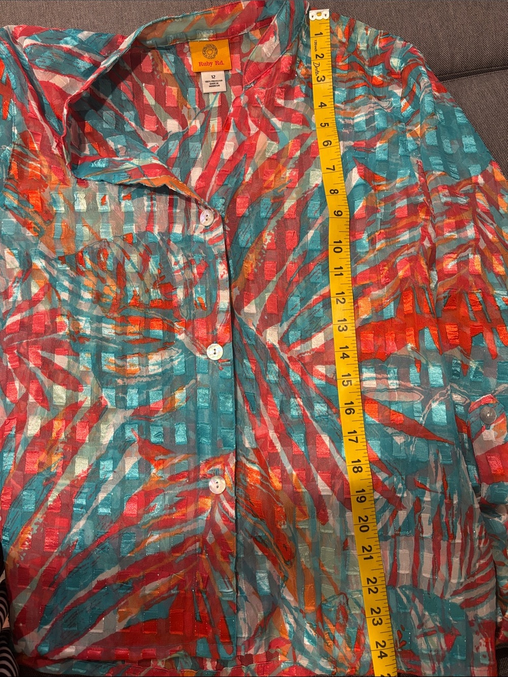 Ruby Rd. Colorful Button Blouse Spring Easter Abstract - Picture 11 of 11